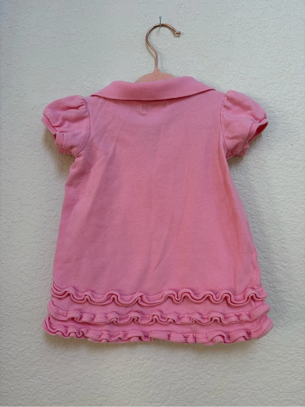 Ralph Lauren Pink Polo Dress with Ruffle Trim Baby Girls 9 Months